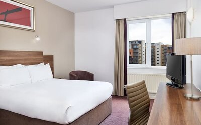 Romantic king room with work space at Leonardo Hotel Newcastle.