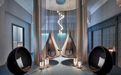 Hanging pod cocoons and sound-cancelling egg chairs at The Midland - A Leonardo Royal Hotel.