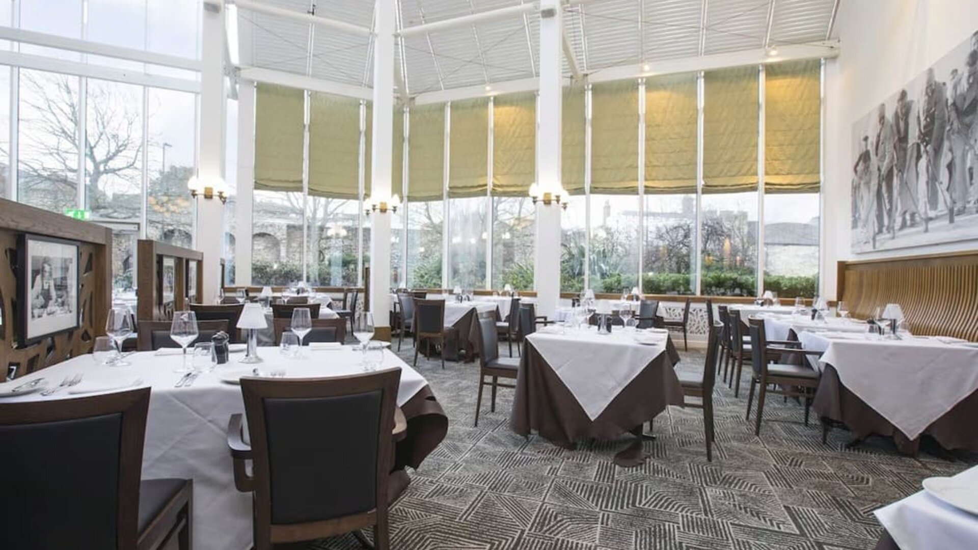 Dining area perfect for coworking at Leonardo Hotel Southampton Grand Harbour.