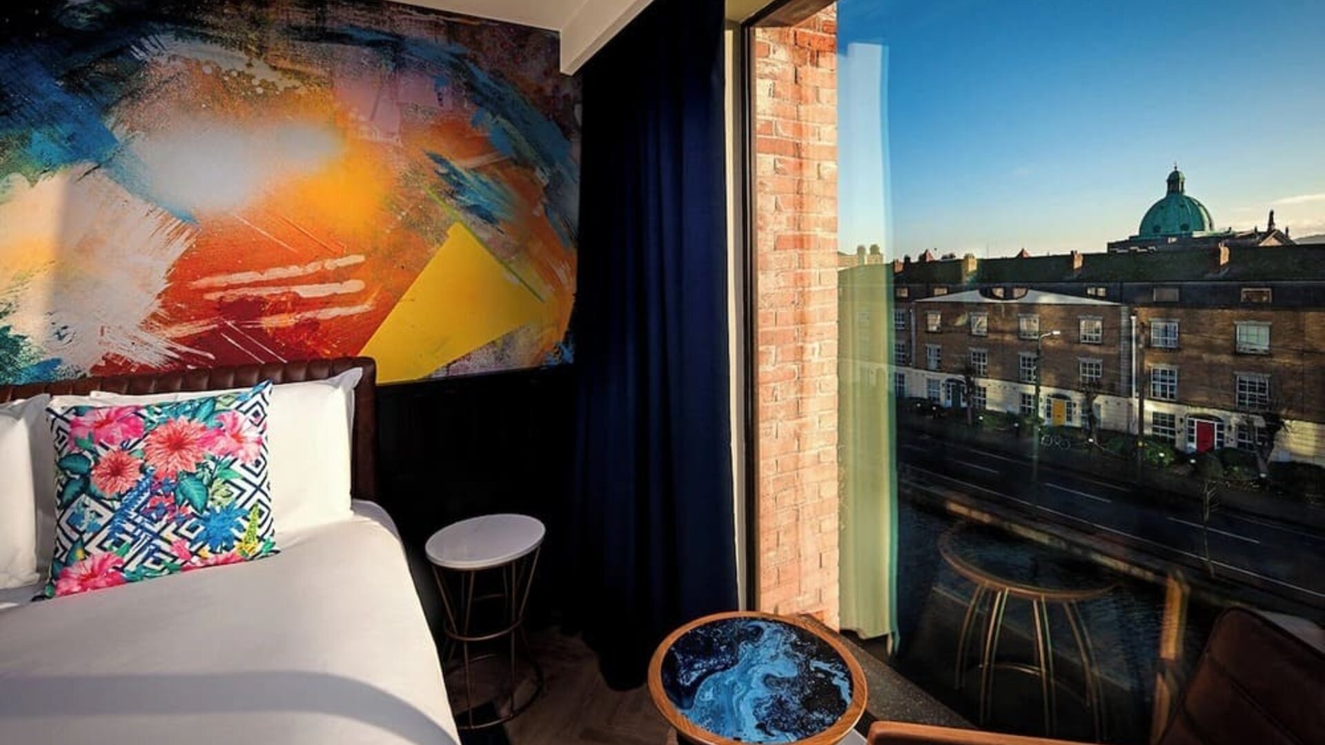 King room with city view at NYX Dublin Portobello.