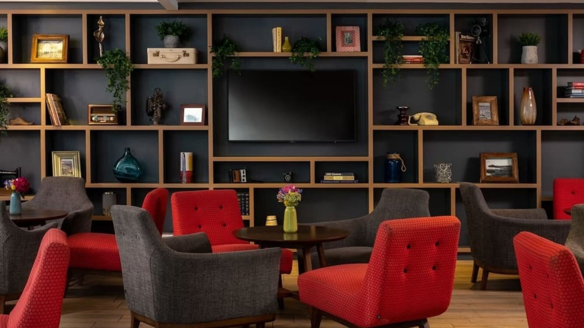 Hotel lobby lounge at Leonardo Royal Hotel Brighton Waterfront.