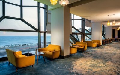 Hotel lounge at Leonardo Royal Hotel Brighton Waterfront.