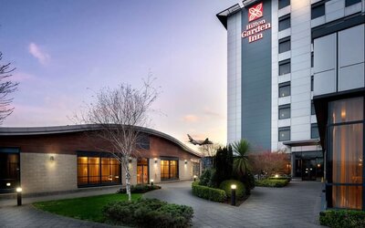 Hotel exterior at Hilton Garden Inn London Heathrow Airport.