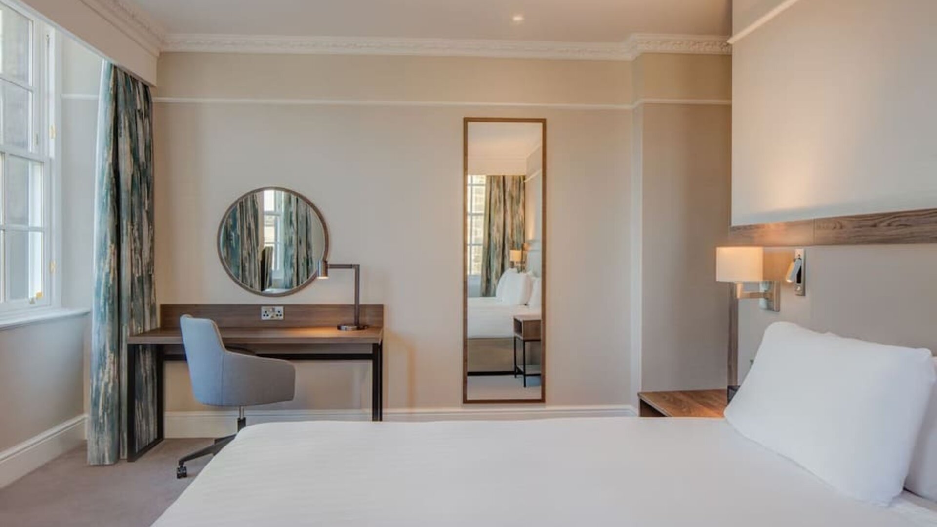 Spacious day use room with work desk at Hilton Edinburgh Carlton.