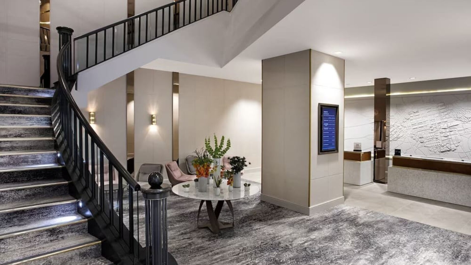 Reception area at Hilton Edinburgh Carlton.