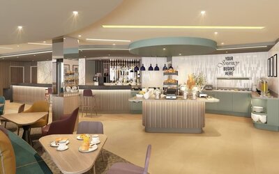 Dining area perfect for coworking at Hampton By Hilton London City.