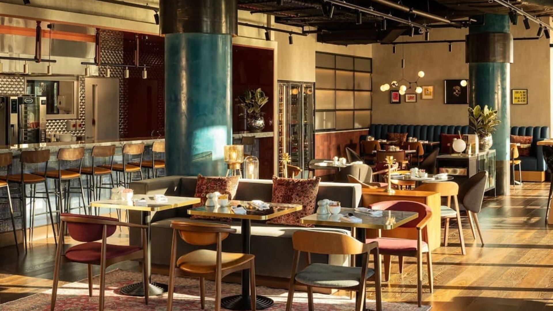 Dining area perfect for coworking at The Gantry London, Curio Collection By Hilton.