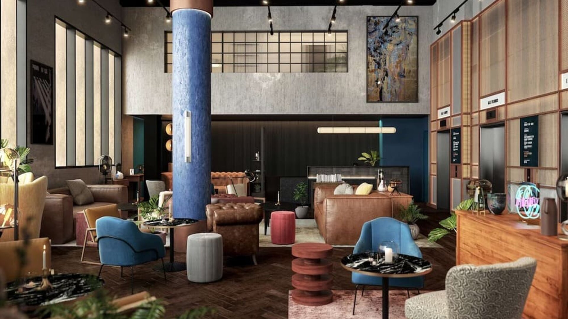 Lobby and coworking lounge at The Gantry London, Curio Collection By Hilton.