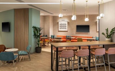 Lobby and coworking lounge at Hampton By Hilton Torquay.