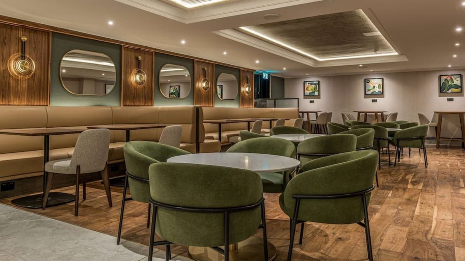 Hotel bar and comfortable lounge area at Hilton London Watford.