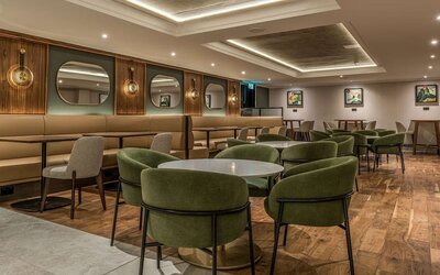 Hotel bar and comfortable lounge area at Hilton London Watford.