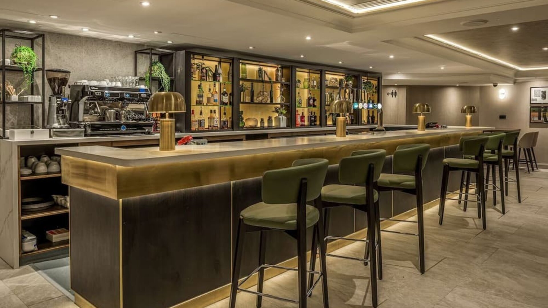 Hotel bar at Hilton London Watford.