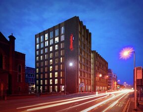 Hotel exterior and landmark at the Hampton by Hilton Manchester Northern Quarter.