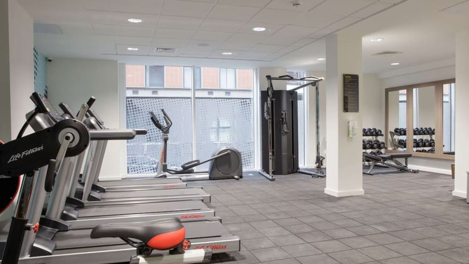 Fitness center at the Hampton by Hilton Manchester Northern Quarter.
