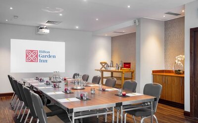 Professional meeting room at Hilton Garden Inn Glasgow City Centre.