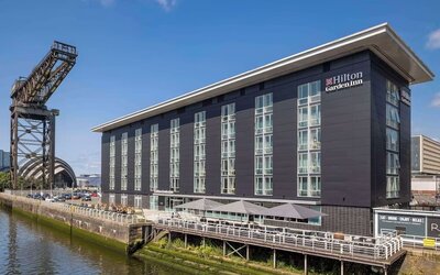 Hotel exterior at Hilton Garden Inn Glasgow City Centre.