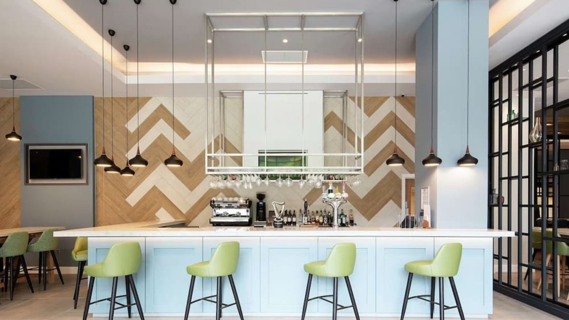 Hotel bar at Hilton Garden Inn Abingdon Oxford.