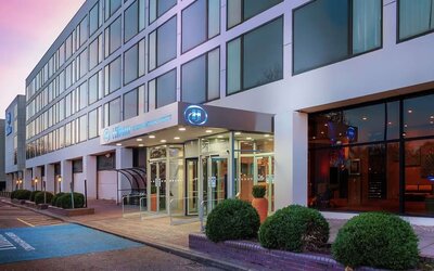 Hotel entrance at the Hilton London Gatwick Airport.
