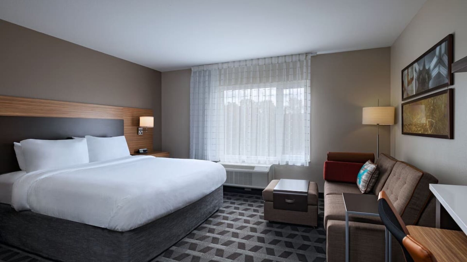 King bed at TownePlace Suites Edgewood Aberdeen.