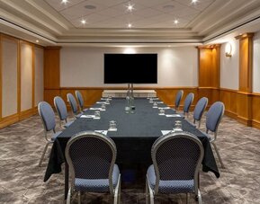 Meeting room with TV screen at the Hilton Birmingham Metropole.