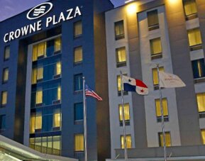 Exterior view of Crowne Plaza Panama Airport showcasing its modern architecture and convenient location near Panama City's international airport.