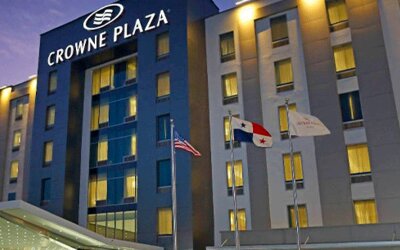 Exterior view of Crowne Plaza Panama Airport showcasing its modern architecture and convenient location near Panama City's international airport.
