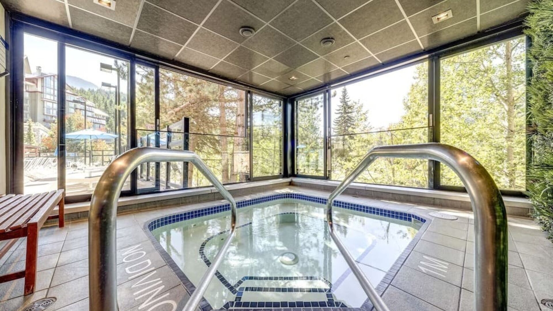 Indoor heated pool at Hilton Whistler Resort & Spa.