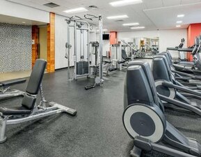 Fully equipped fitness center with cardio machines, strength equipment and free weights at Royal Sonesta Minneapolis.