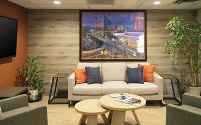 Hotel lobby featuring comfortable seating, contemporary décor and a welcoming atmosphere for guests at Candlewood Suites Boise.
