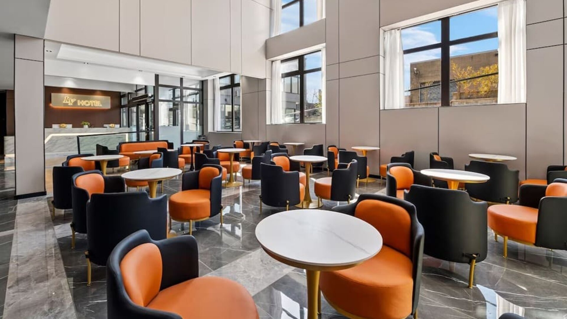 Dining and lounge area at Ly New York Hotel.