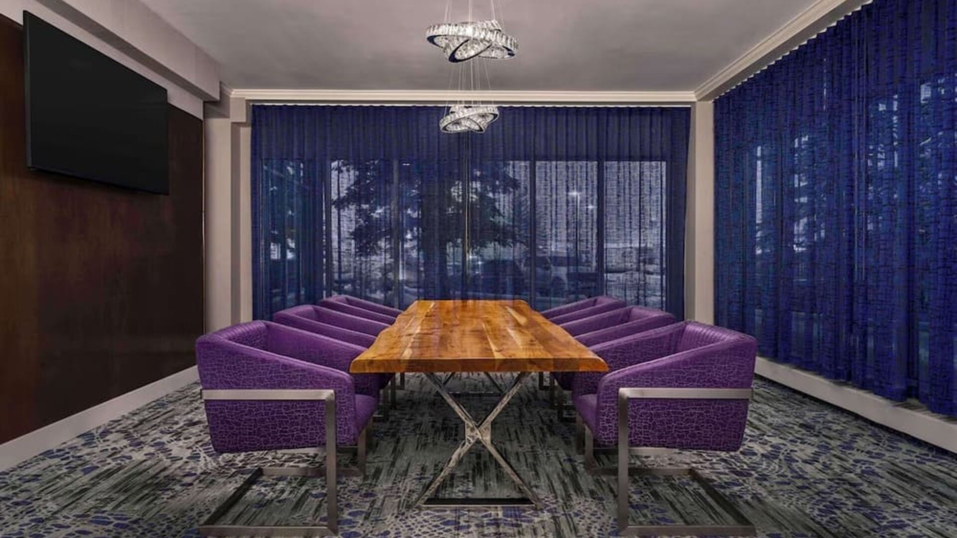 Stylish meeting room at Hilton Garden Inn Calgary Airport.