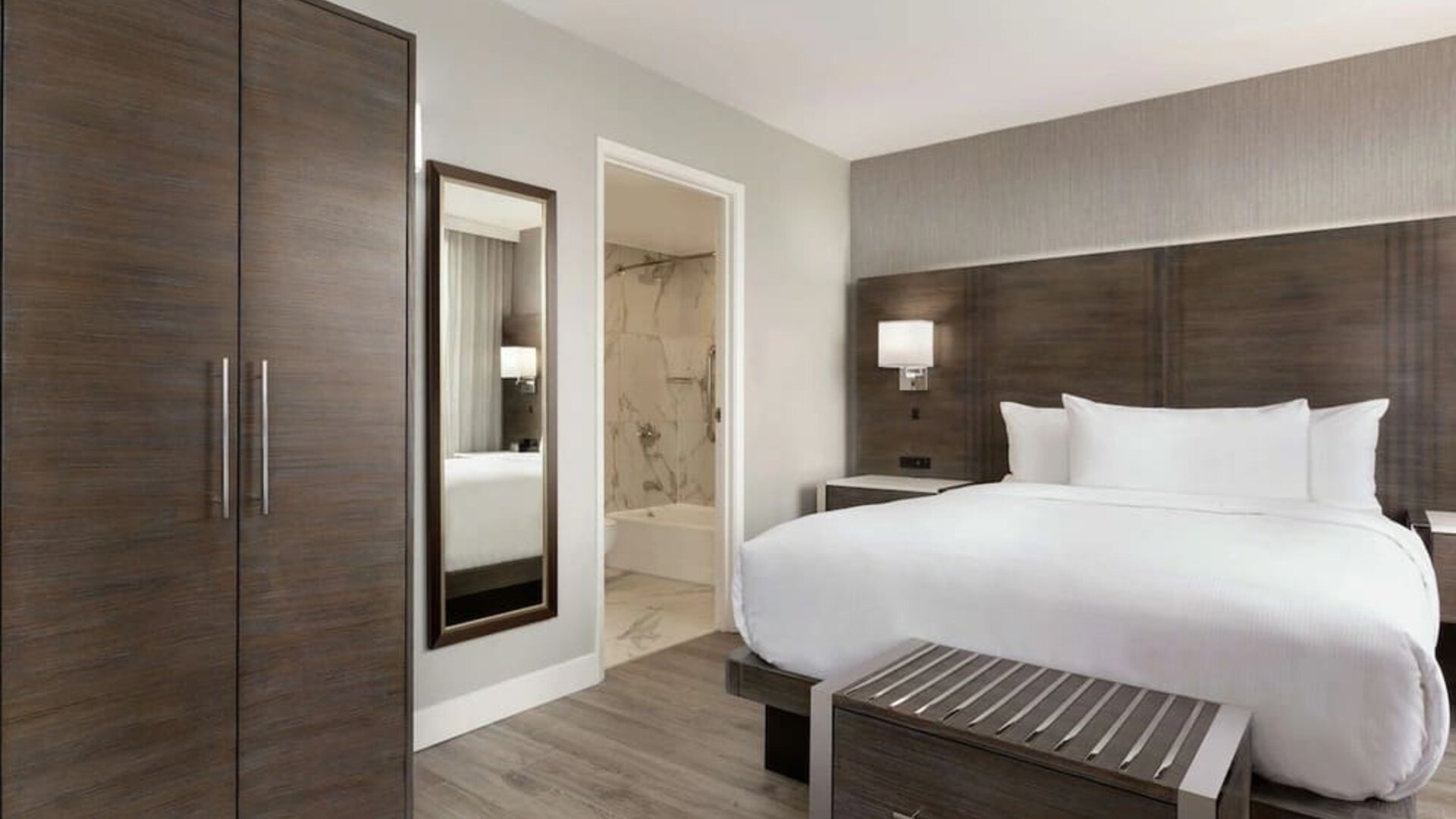 Day use room with private bathroom at the Embassy Suites by Hilton Montreal Airport.