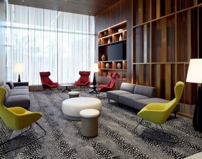 Comfortable hotel lobby at Hilton Garden Inn Montreal Midtown.