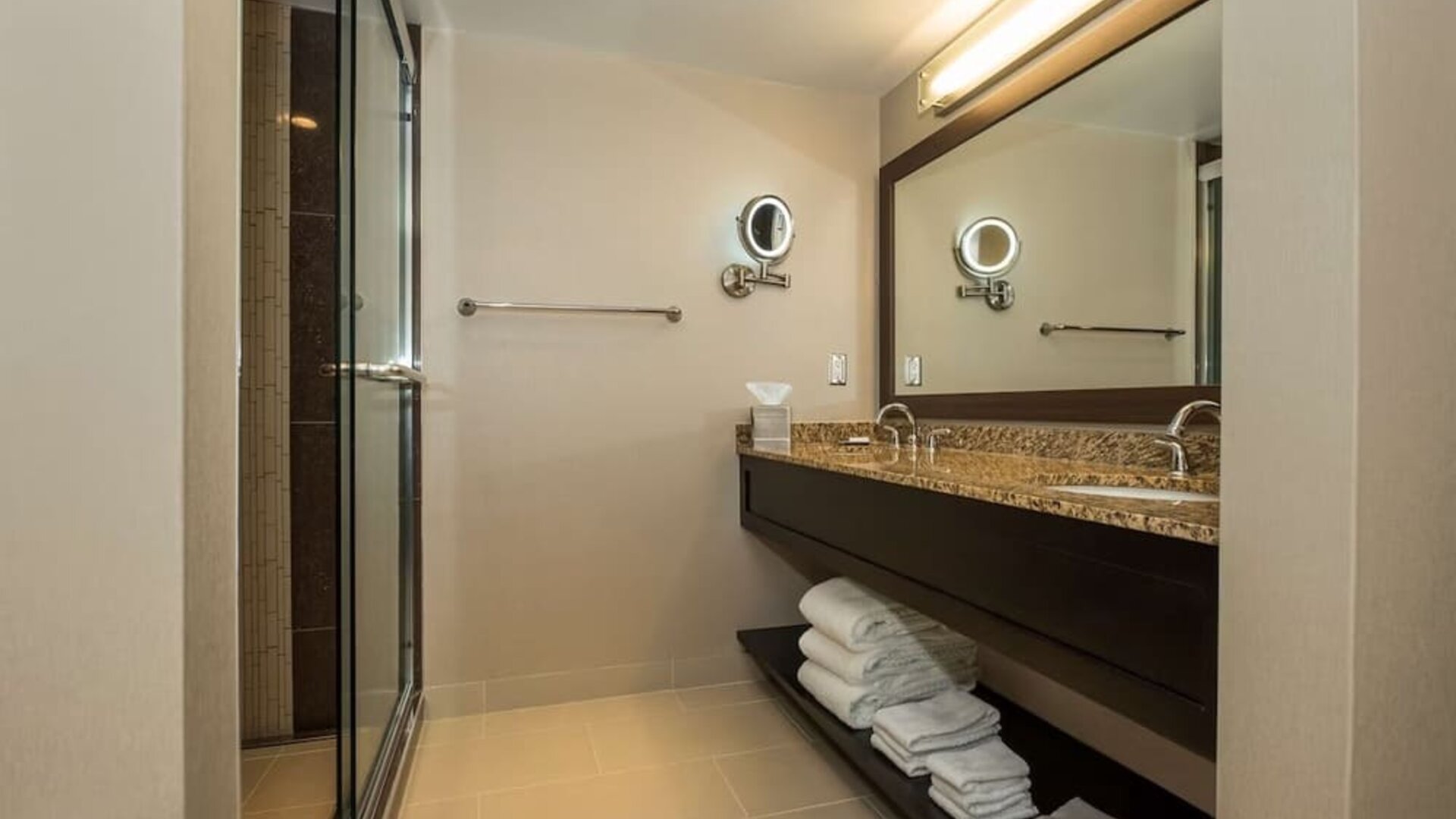 Private bathroom at Hilton Winnipeg Airport Suites.