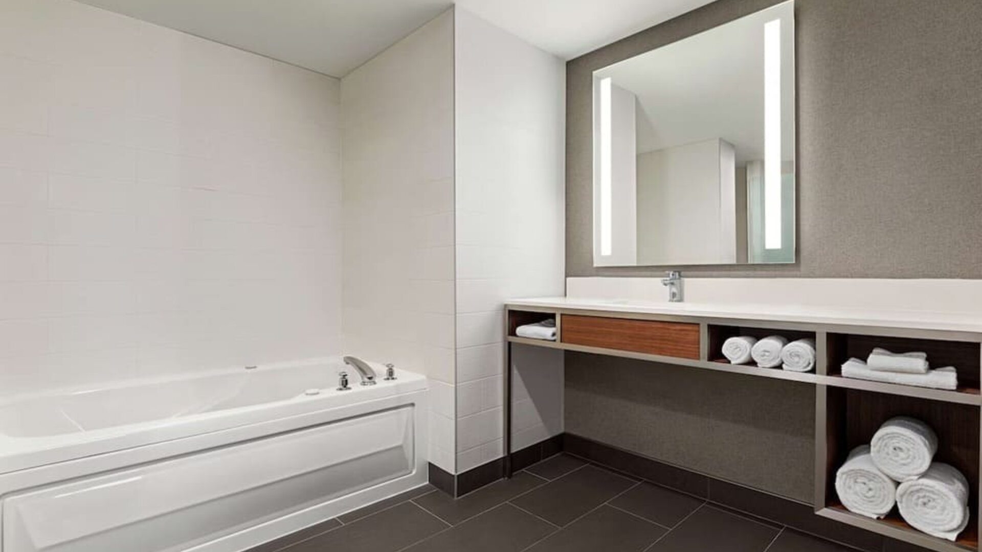 Private guest bathroom with tub at the Hilton Garden Inn Kitchener/Cambridge.