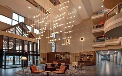 Lobby lounge at the Four Points By Sheraton St Catharines Niagara Suites.