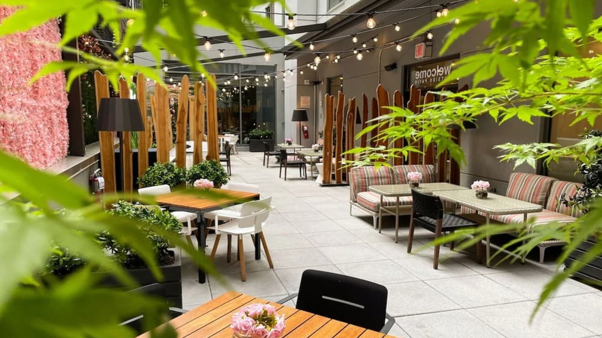 Veranda with ample seats at Innside By Melia New York Nomad.