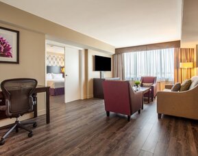 Day use studio suite with living room and work station at Holiday Inn Toronto International Airport.