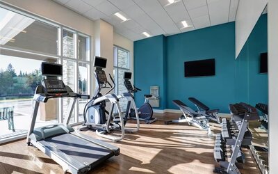 Fully equipped fitness center at Holiday Inn Express Kingston West.