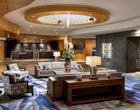 Lobby lounge at Fairmont Vancouver Airport - YVR Terminal Hotel.