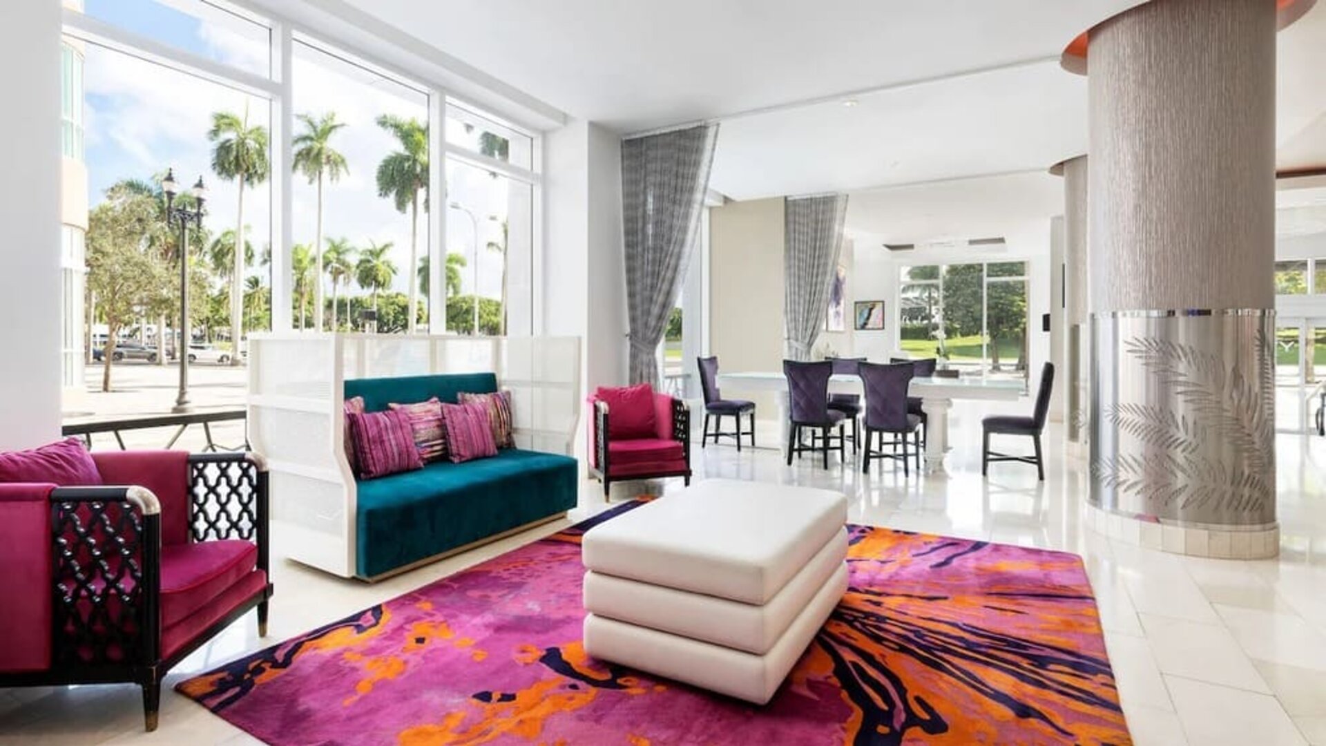 Lobby and coworking lounge at YVE Hotel Miami.