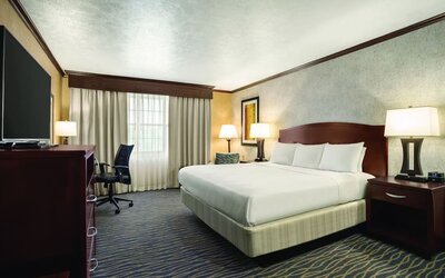 Day use room with work desk at Radisson Hotel Salt Lake City Airport.