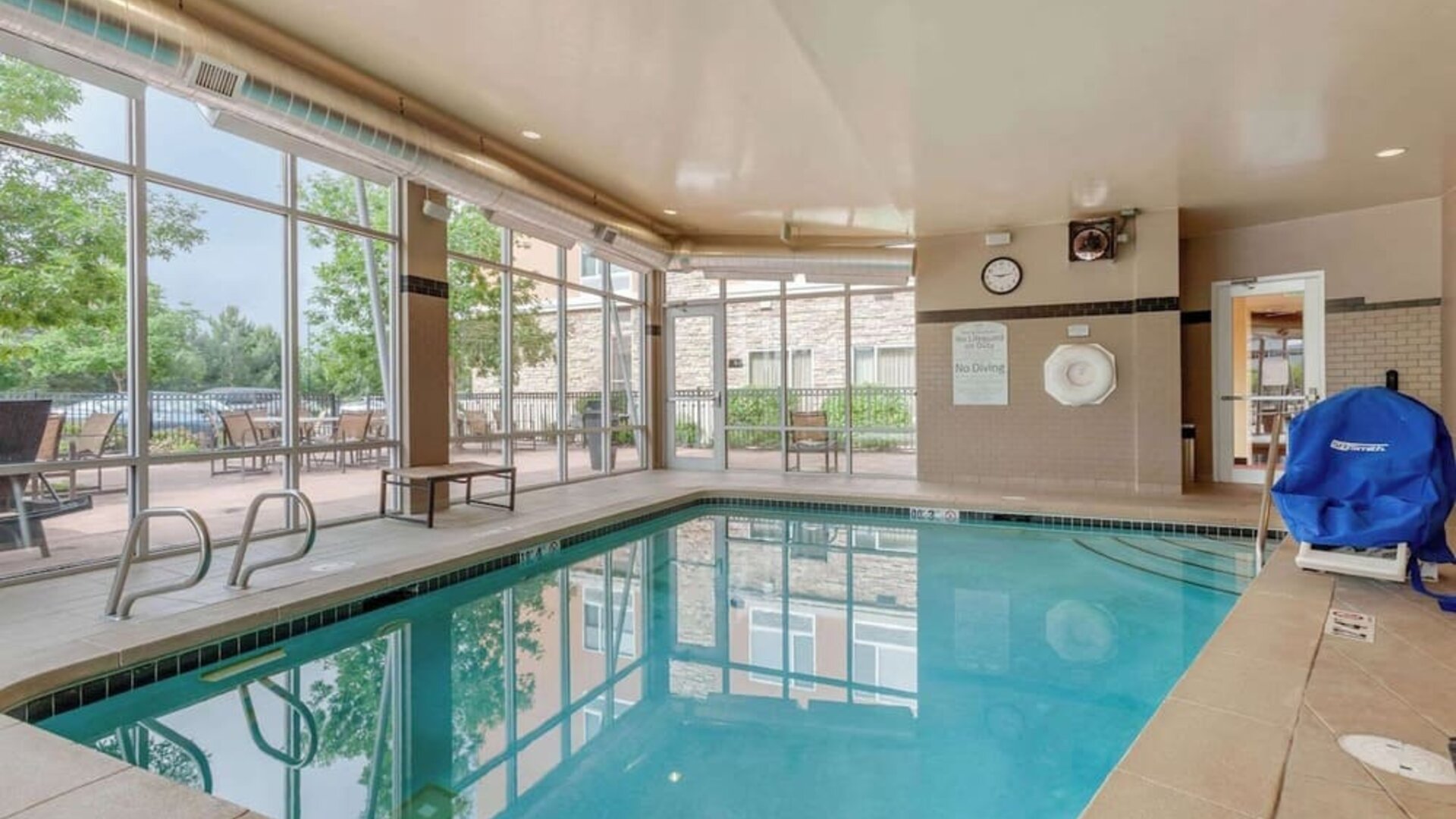 Refreshing indoor pool at Cambria Suites Denver Airport.