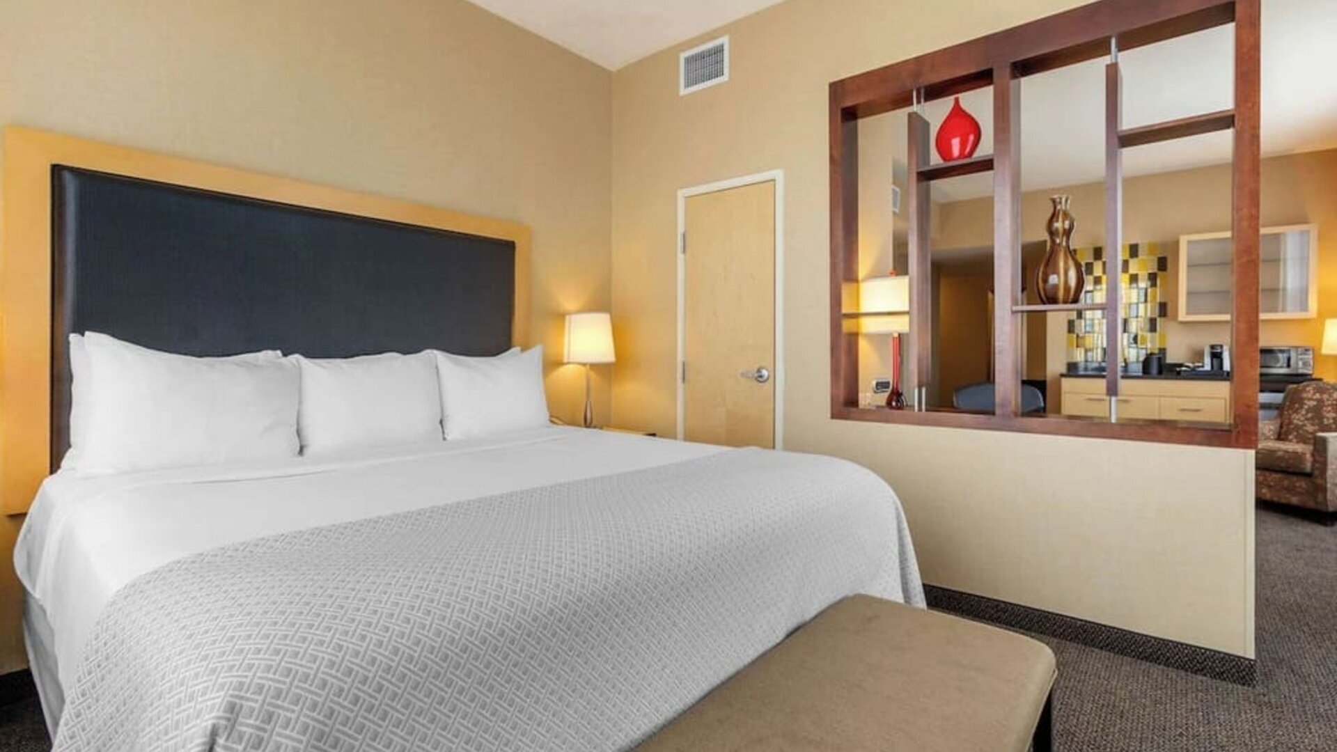 Day use room with living room at Cambria Suites Denver Airport.