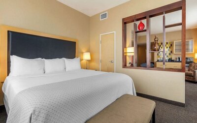 Day use room with living room at Cambria Suites Denver Airport.