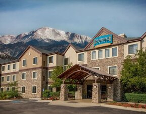 Hotel exterior at Staybridge Suites.