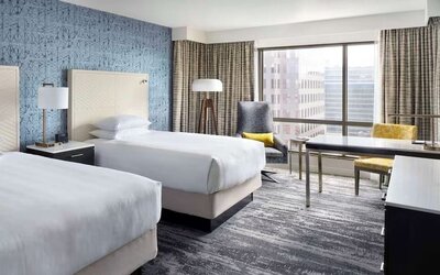 Day use twin room with work desk at Hyatt Regency Vancouver.