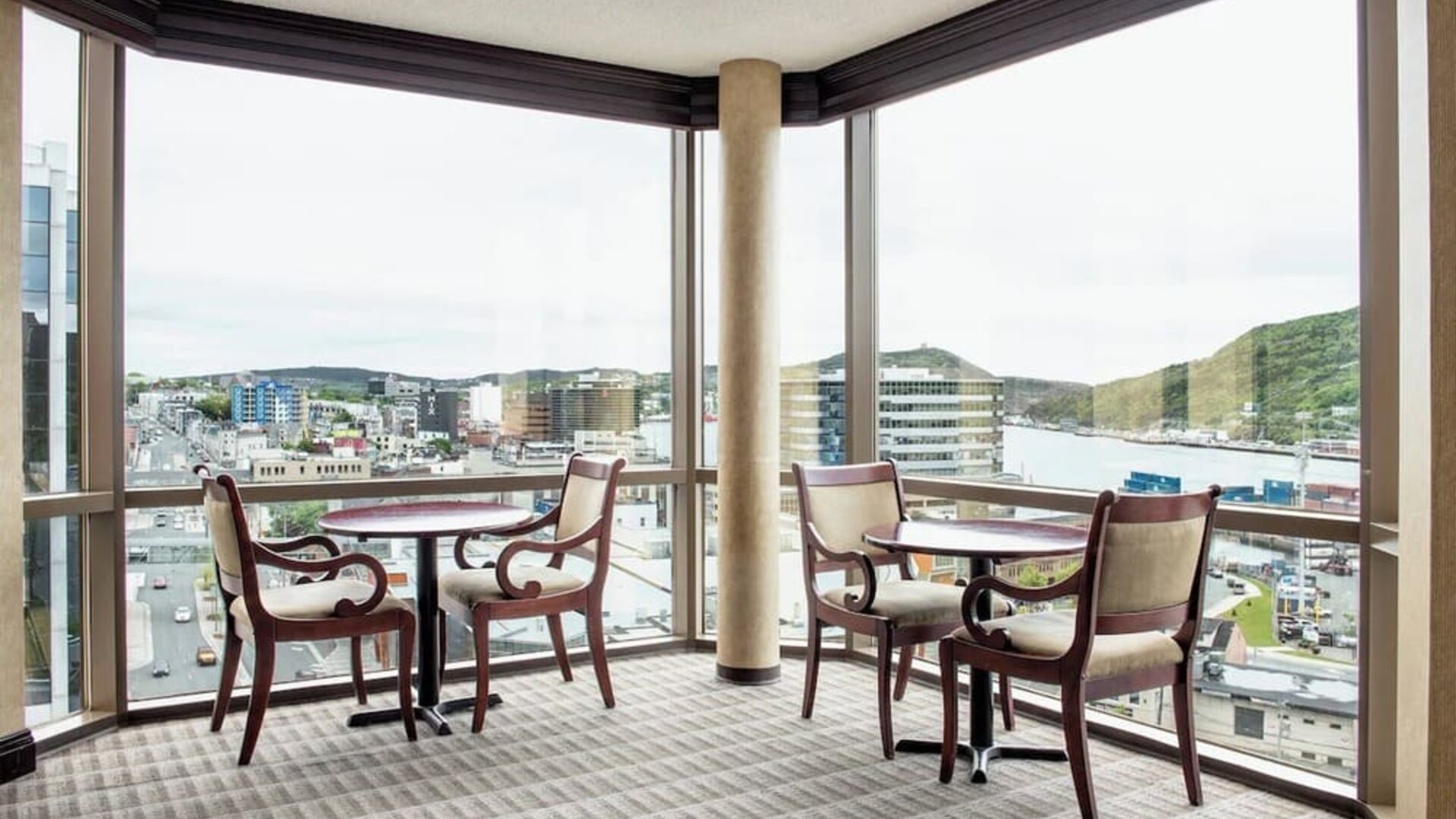 Beautiful sitting area with city view at Delta St. John's Hotel & Conference Center.