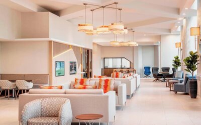 Stylish and comfortable lobby lounge, perfect for co-working at Delta St. John's Hotel & Conference Center.