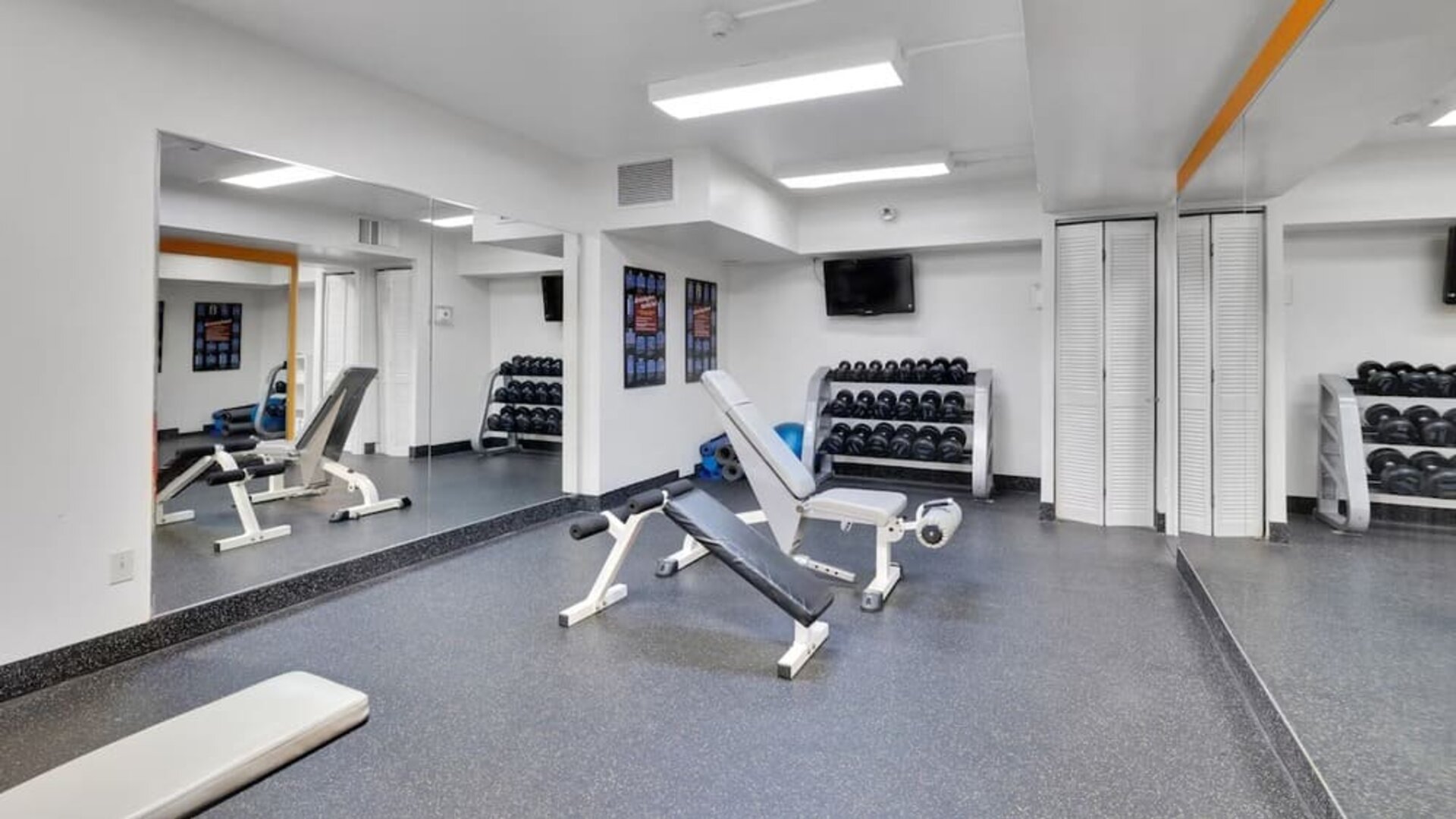 Well equipped fitness center at Holiday Inn Peterborough-Waterfront.